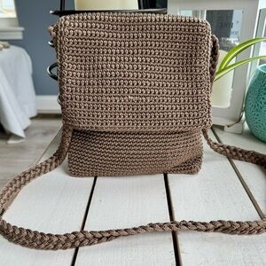 The Sak Crocheted Crossbody Bag in Taupe